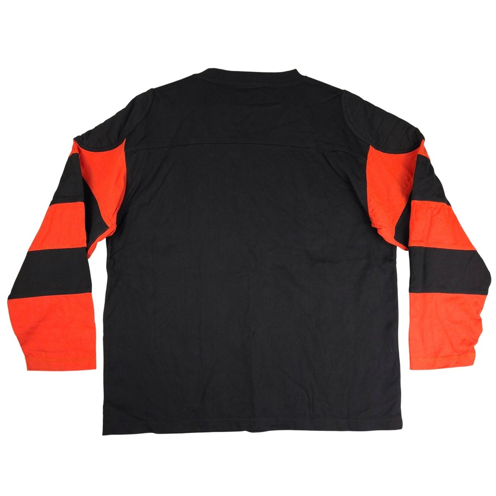 J. Peterman Mens XL Black Orange Colorblock Quilted‎ Elbow Patch Jersey Shirt